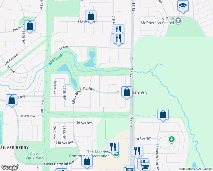 map of restaurants, bars, coffee shops, grocery stores, and more near 3324 21 Street Northwest in Edmonton