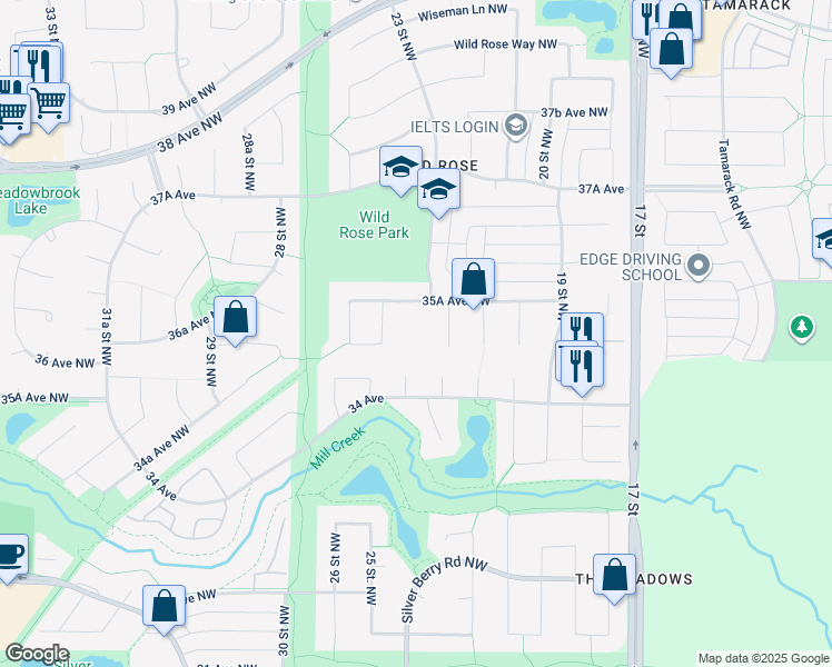 map of restaurants, bars, coffee shops, grocery stores, and more near in Edmonton