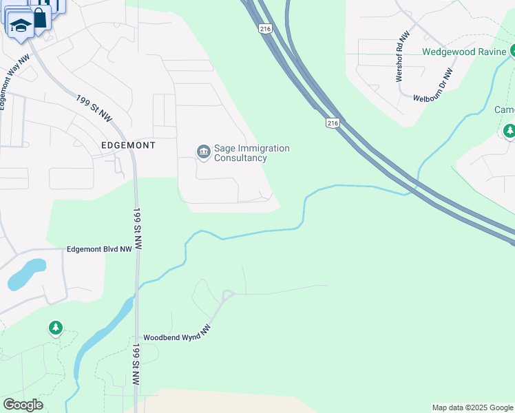 map of restaurants, bars, coffee shops, grocery stores, and more near 459 Edgemont Road Northwest in Edmonton