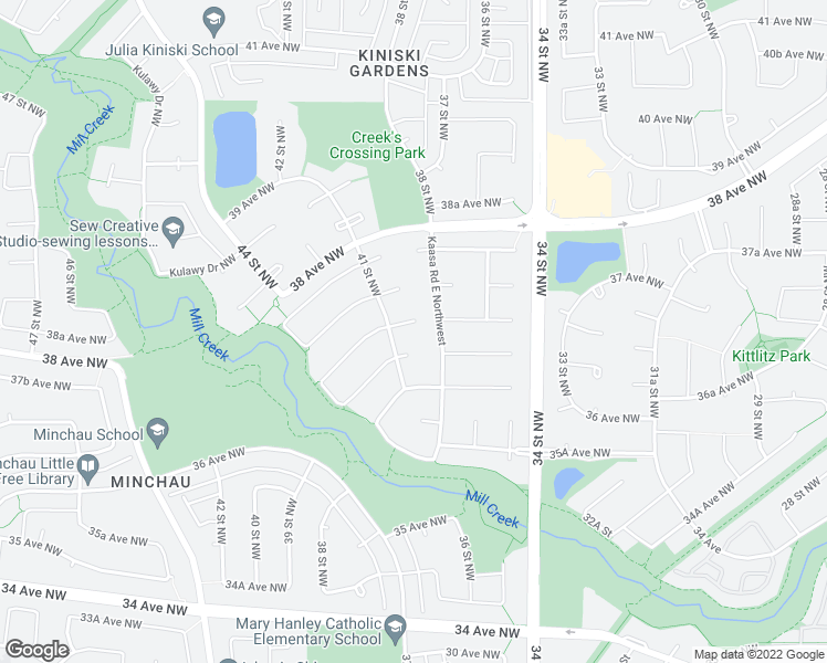 map of restaurants, bars, coffee shops, grocery stores, and more near 4011 37 Avenue Northwest in Edmonton