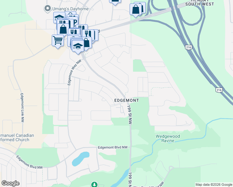 map of restaurants, bars, coffee shops, grocery stores, and more near in Edmonton