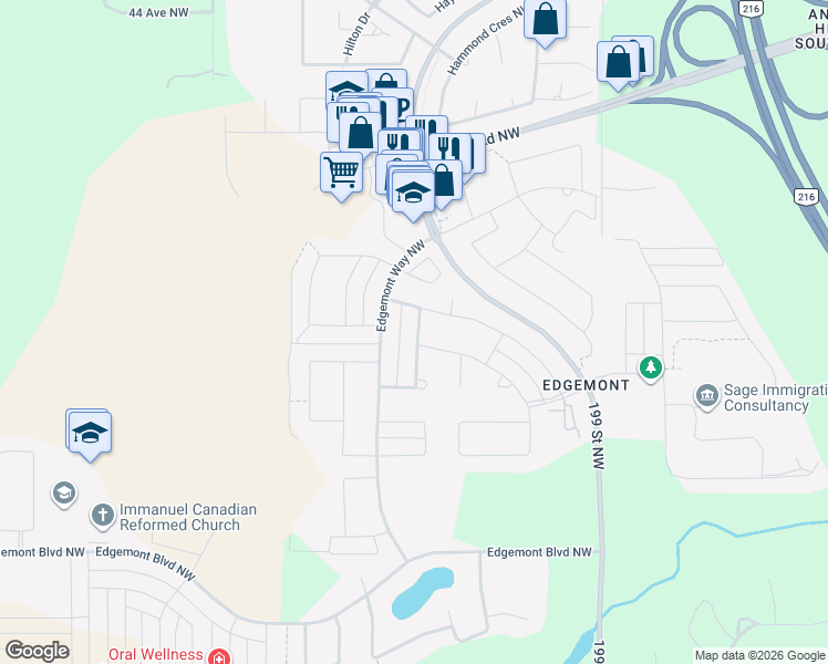 map of restaurants, bars, coffee shops, grocery stores, and more near 8064 Evans Crescent in Edmonton