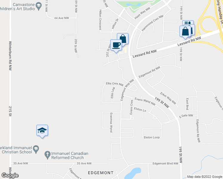 map of restaurants, bars, coffee shops, grocery stores, and more near 8532 Ellis Link in Edmonton