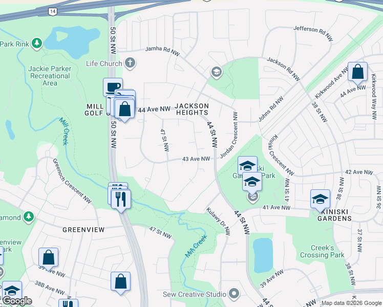 map of restaurants, bars, coffee shops, grocery stores, and more near in Edmonton