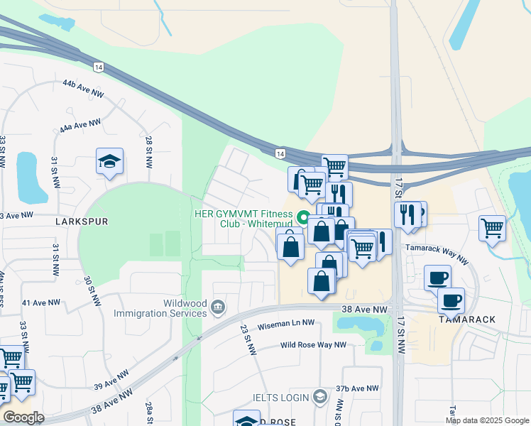 map of restaurants, bars, coffee shops, grocery stores, and more near in Edmonton
