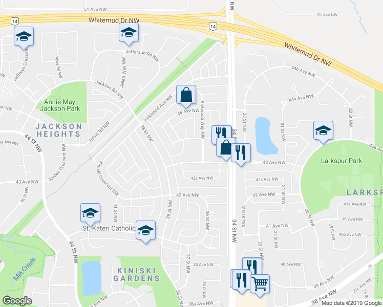 map of restaurants, bars, coffee shops, grocery stores, and more near in Edmonton