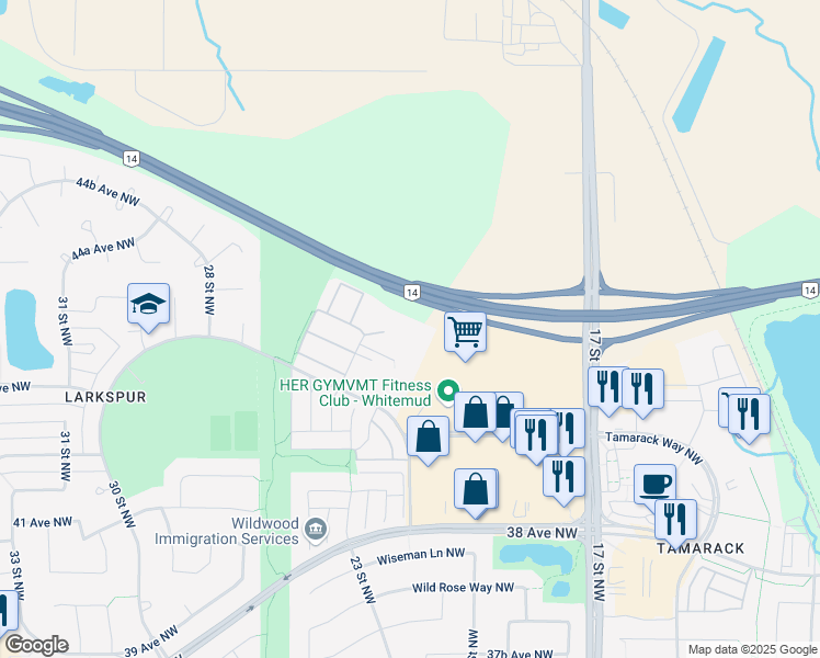 map of restaurants, bars, coffee shops, grocery stores, and more near 4403 23 Street Northwest in Edmonton