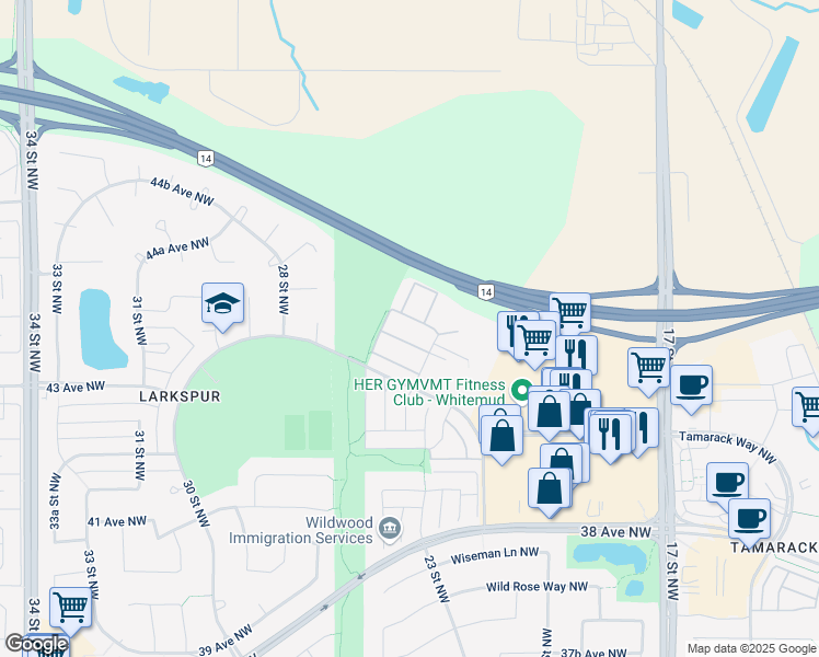 map of restaurants, bars, coffee shops, grocery stores, and more near Whitemud Drive Northwest in Edmonton