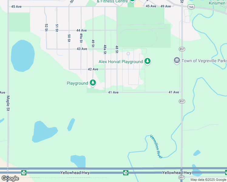 map of restaurants, bars, coffee shops, grocery stores, and more near 4114 48 Street in Vegreville