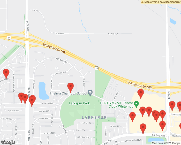 map of restaurants, bars, coffee shops, grocery stores, and more near 2708 44A Avenue Northwest in Edmonton