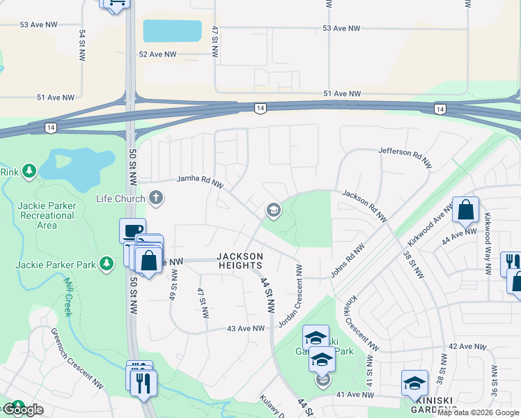 map of restaurants, bars, coffee shops, grocery stores, and more near in Edmonton