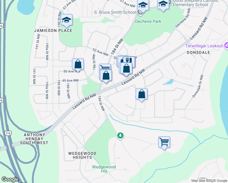 map of restaurants, bars, coffee shops, grocery stores, and more near in Edmonton