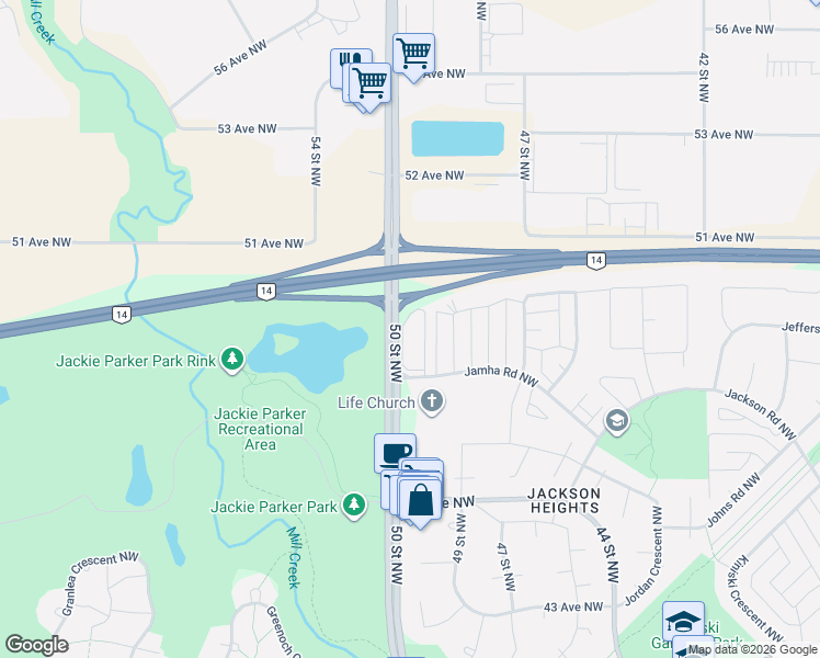 map of restaurants, bars, coffee shops, grocery stores, and more near in Edmonton