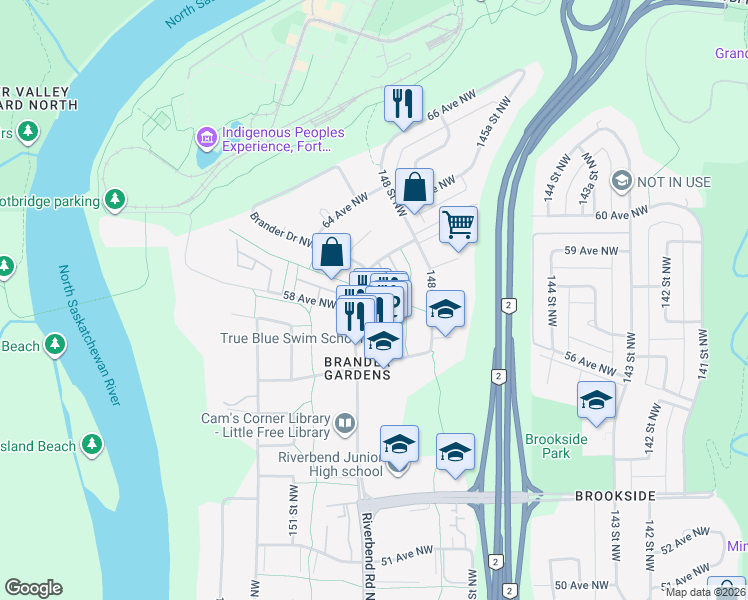 map of restaurants, bars, coffee shops, grocery stores, and more near in Edmonton
