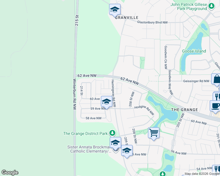map of restaurants, bars, coffee shops, grocery stores, and more near in Edmonton