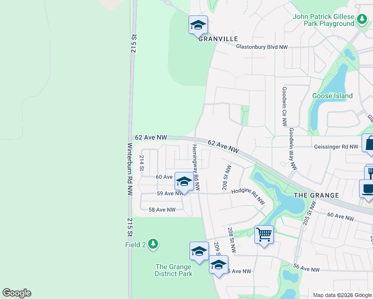 map of restaurants, bars, coffee shops, grocery stores, and more near 135 Hemingway Road Northwest in Edmonton