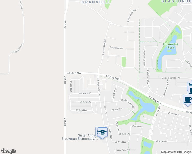 map of restaurants, bars, coffee shops, grocery stores, and more near 135 Hemingway Road Northwest in Edmonton