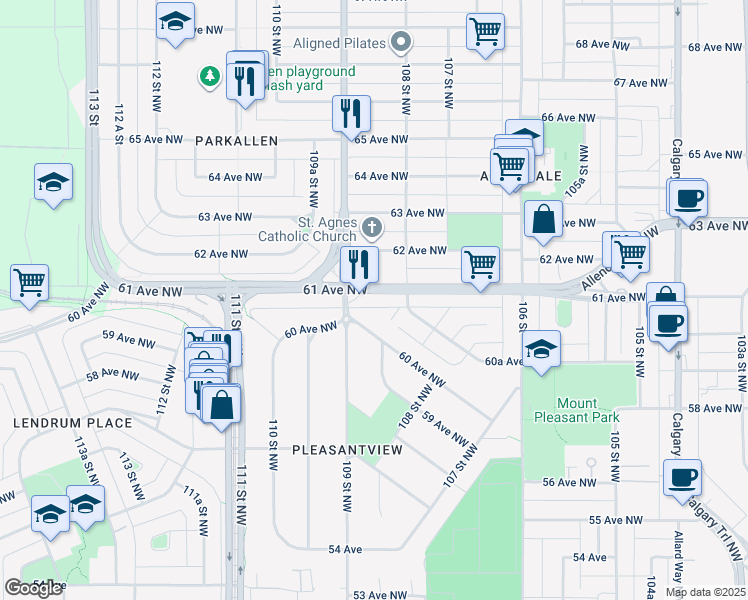 map of restaurants, bars, coffee shops, grocery stores, and more near 10846 60 Avenue Northwest in Edmonton