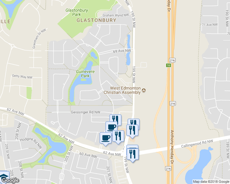 map of restaurants, bars, coffee shops, grocery stores, and more near 140 Galland Crescent Northwest in Edmonton