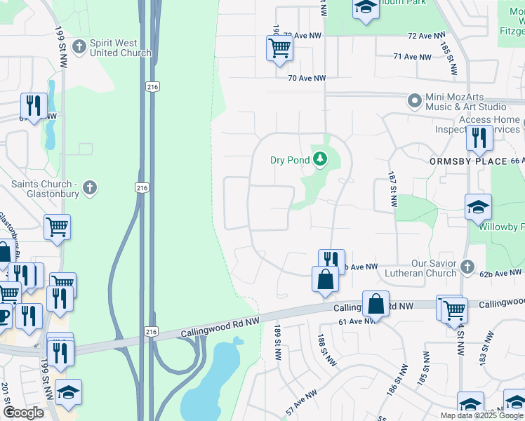 map of restaurants, bars, coffee shops, grocery stores, and more near 1032 Ormsby Crescent Northwest in Edmonton
