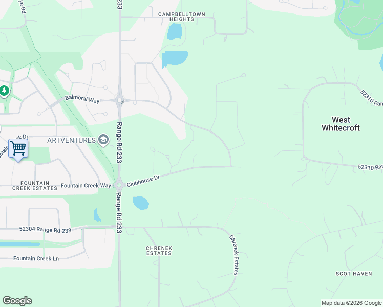 map of restaurants, bars, coffee shops, grocery stores, and more near Clubhouse Dr in Sherwood Park