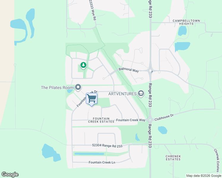 map of restaurants, bars, coffee shops, grocery stores, and more near 40 Fountain Creek Drive in Sherwood Park