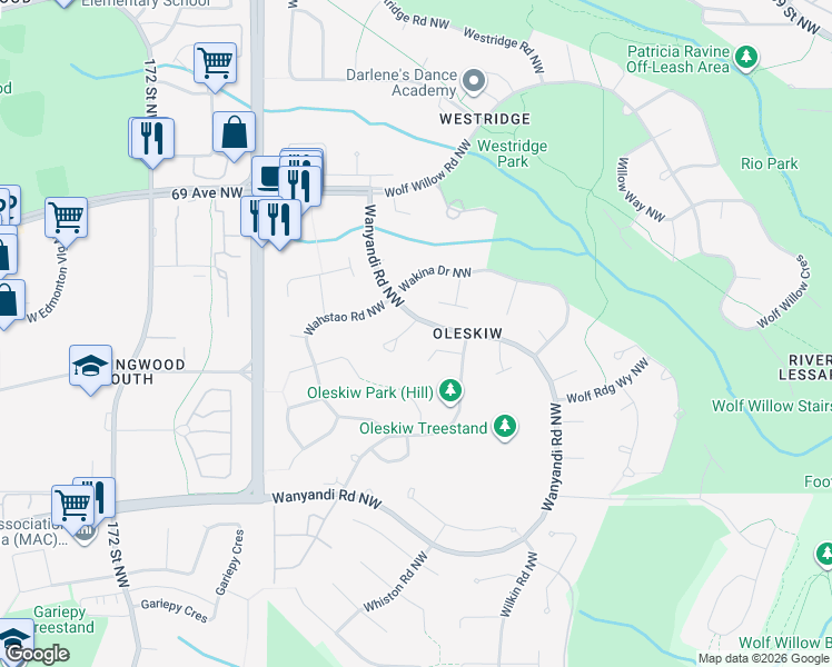 map of restaurants, bars, coffee shops, grocery stores, and more near in Edmonton