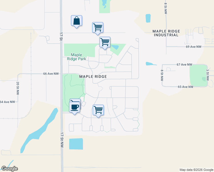 map of restaurants, bars, coffee shops, grocery stores, and more near 96 Rim Road Northwest in Edmonton
