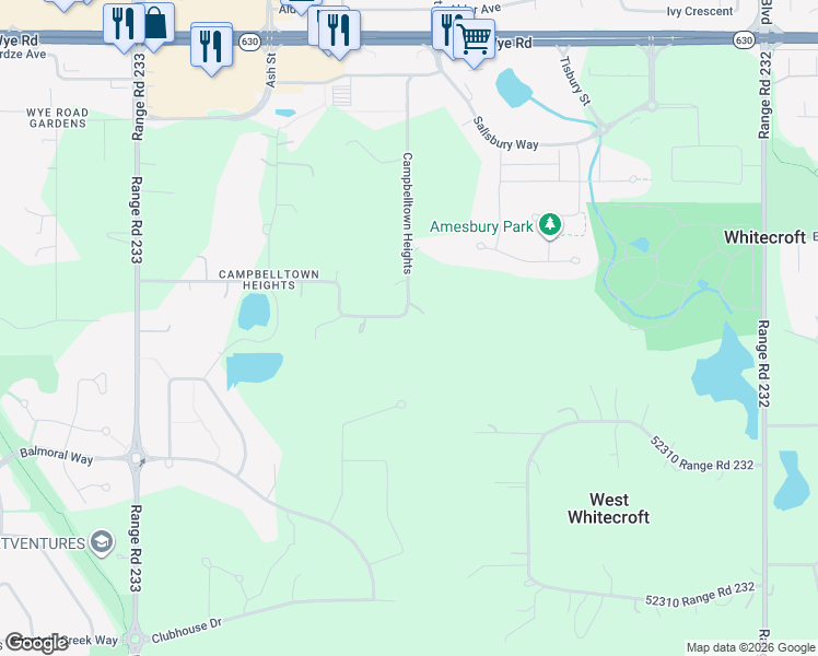 map of restaurants, bars, coffee shops, grocery stores, and more near 61 52349 Range Road 233 in Strathcona County