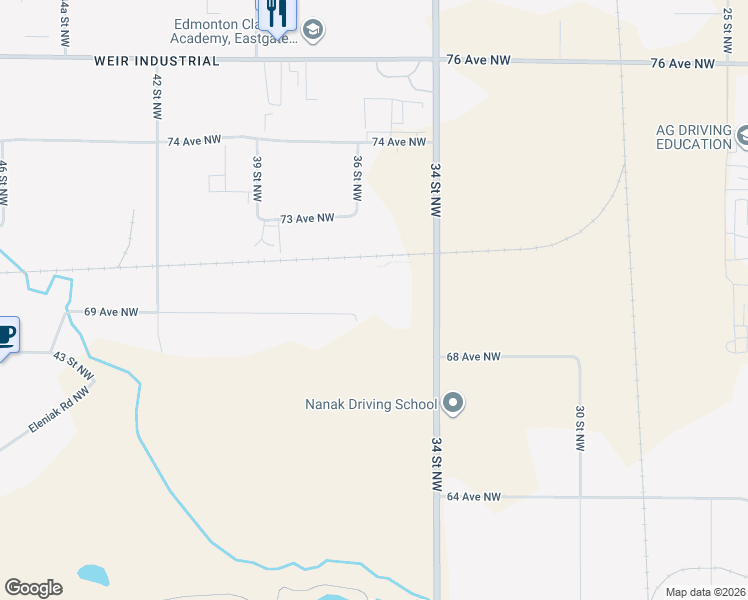 map of restaurants, bars, coffee shops, grocery stores, and more near 6907 36 Street Northwest in Edmonton