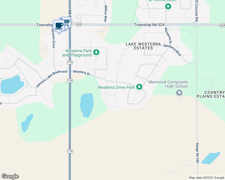 map of restaurants, bars, coffee shops, grocery stores, and more near 1510 Westerra Bend in Stony Plain