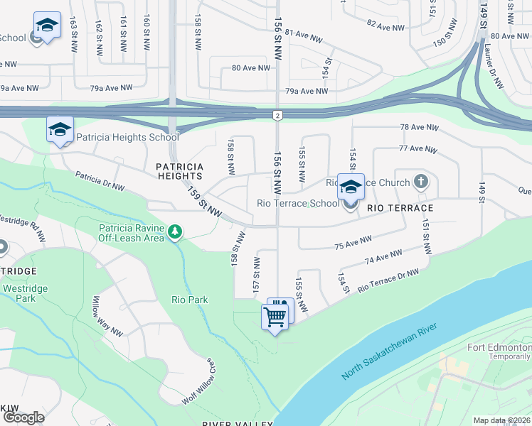 map of restaurants, bars, coffee shops, grocery stores, and more near in Edmonton