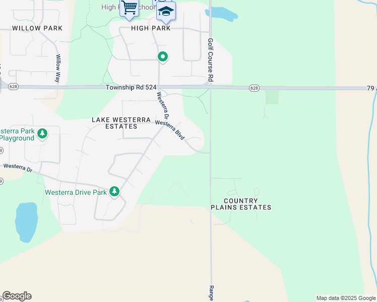 map of restaurants, bars, coffee shops, grocery stores, and more near 104 Westerra Boulevard in Stony Plain
