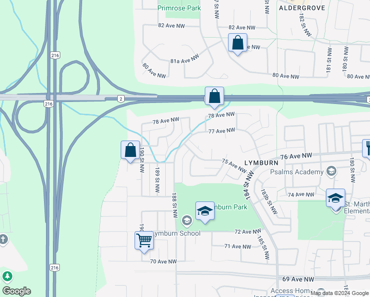 map of restaurants, bars, coffee shops, grocery stores, and more near 7427 75 Avenue Northwest in Edmonton