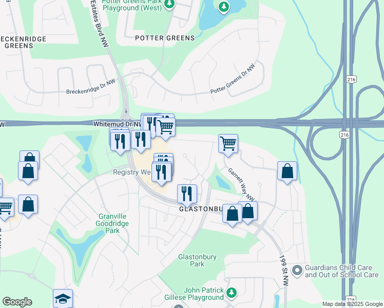 map of restaurants, bars, coffee shops, grocery stores, and more near 2035 Grantham Court Northwest in Edmonton
