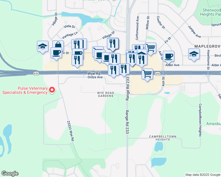 map of restaurants, bars, coffee shops, grocery stores, and more near 193 Ordze Avenue in Sherwood Park