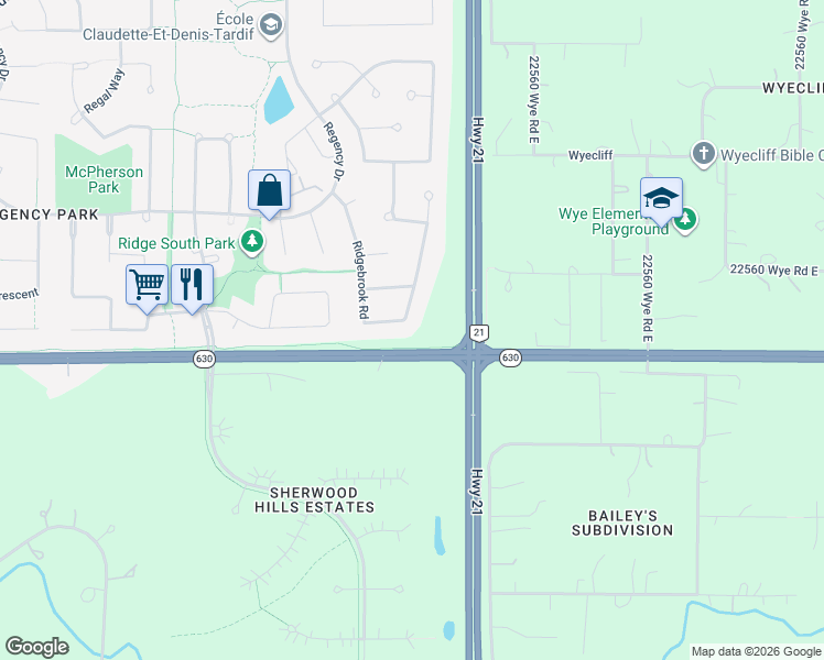 map of restaurants, bars, coffee shops, grocery stores, and more near 161 Ridgebrook Road in Sherwood Park