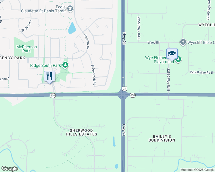 map of restaurants, bars, coffee shops, grocery stores, and more near 161 Ridgebrook Road in Sherwood Park
