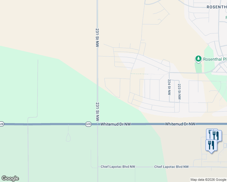 map of restaurants, bars, coffee shops, grocery stores, and more near 7903-10059 231 Street in Acheson