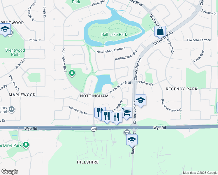 map of restaurants, bars, coffee shops, grocery stores, and more near 885 Nottingham Boulevard in Sherwood Park