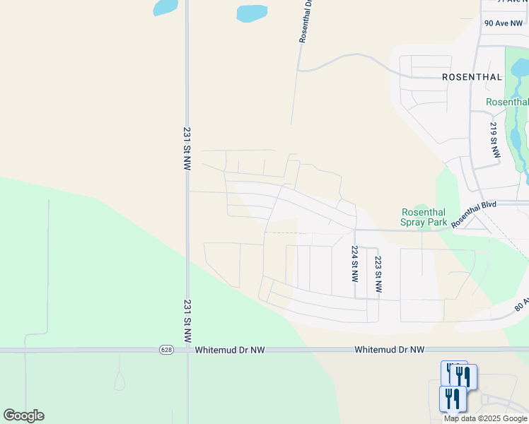 map of restaurants, bars, coffee shops, grocery stores, and more near 1159 Rosenthal Boulevard in Edmonton