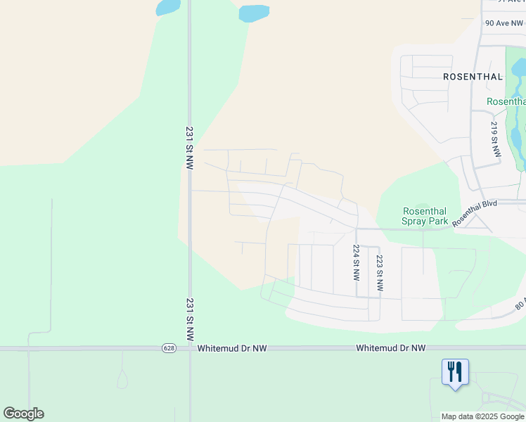 map of restaurants, bars, coffee shops, grocery stores, and more near 1159 Rosenthal Boulevard in Edmonton