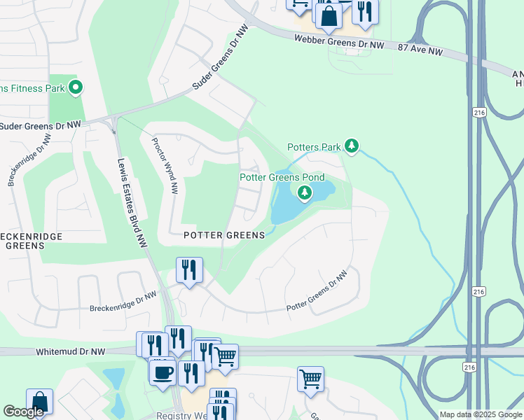 map of restaurants, bars, coffee shops, grocery stores, and more near 925 Picard Drive Northwest in Edmonton