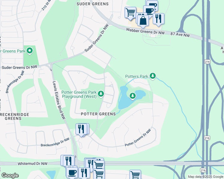 map of restaurants, bars, coffee shops, grocery stores, and more near 929 Picard Drive Northwest in Edmonton