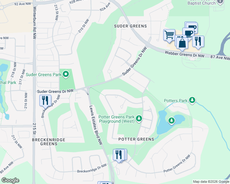 map of restaurants, bars, coffee shops, grocery stores, and more near 909 Proctor Wynd Northwest in Edmonton