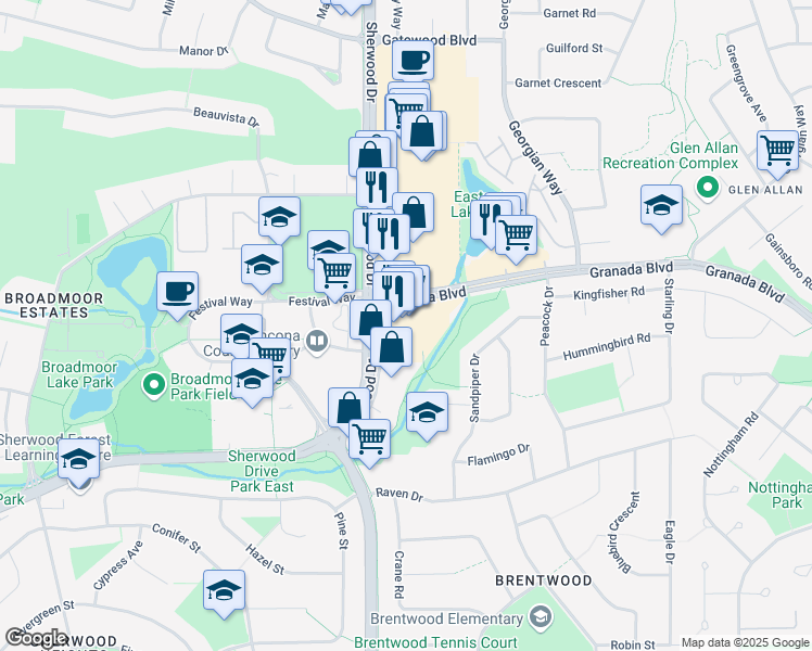 map of restaurants, bars, coffee shops, grocery stores, and more near 2016 Sherwood Drive in Sherwood Park