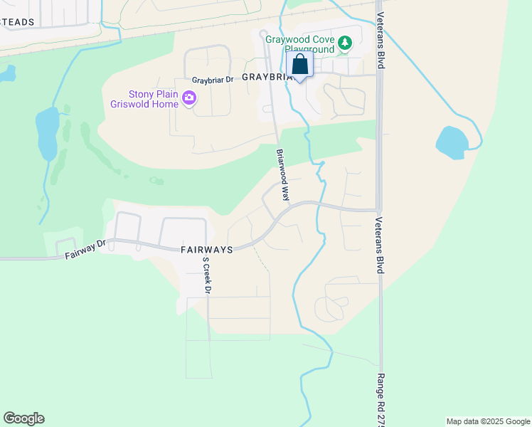 map of restaurants, bars, coffee shops, grocery stores, and more near 126 Eagle Ridge Point in Stony Plain