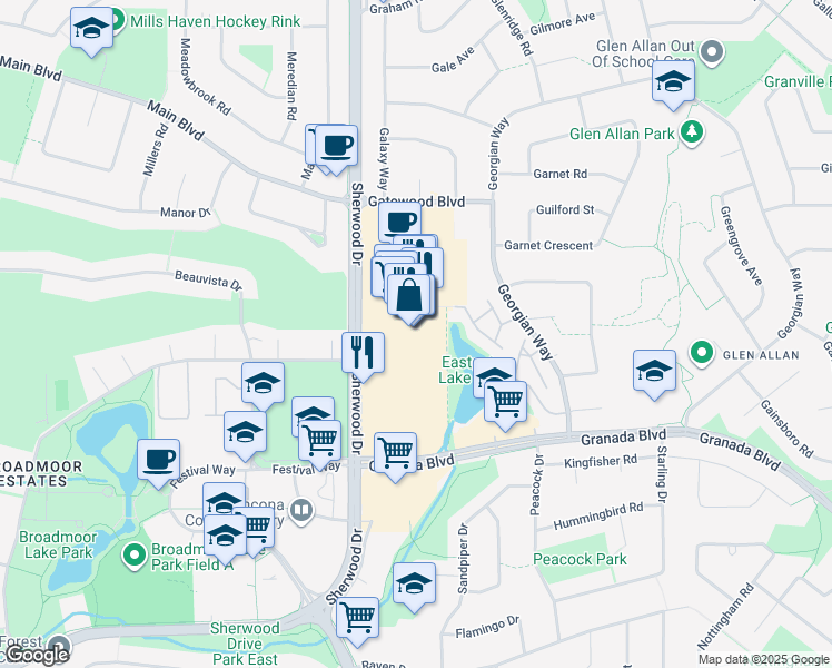 map of restaurants, bars, coffee shops, grocery stores, and more near 2020 Sherwood Drive in Sherwood Park