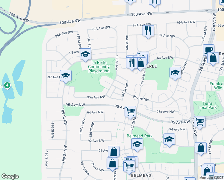 map of restaurants, bars, coffee shops, grocery stores, and more near in Edmonton
