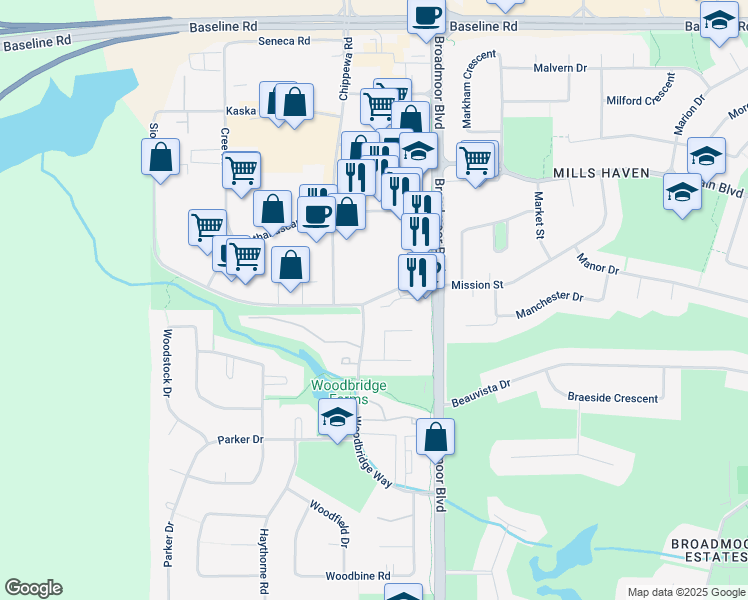 map of restaurants, bars, coffee shops, grocery stores, and more near 38 Sioux Road in Sherwood Park